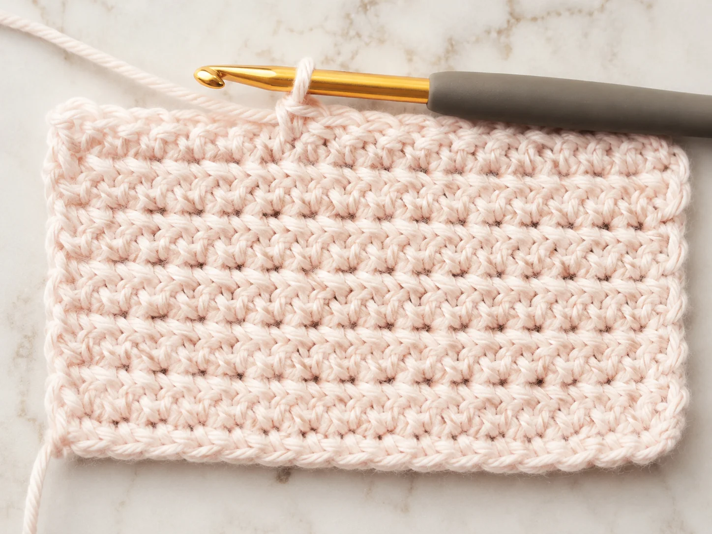 Half double crochet for beginners step-by-step tutorial.